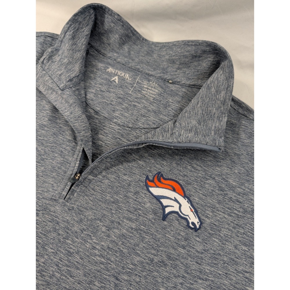 Denver Broncos 1/4 Zip Pullover Mens XXL Blue Gray NFL Football Antigua